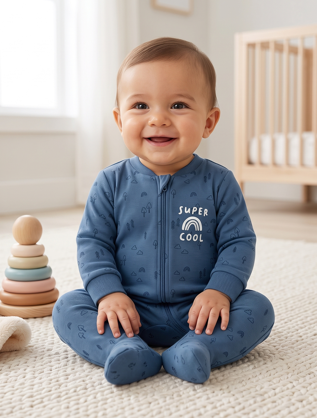 Blue patterned sleepsuit