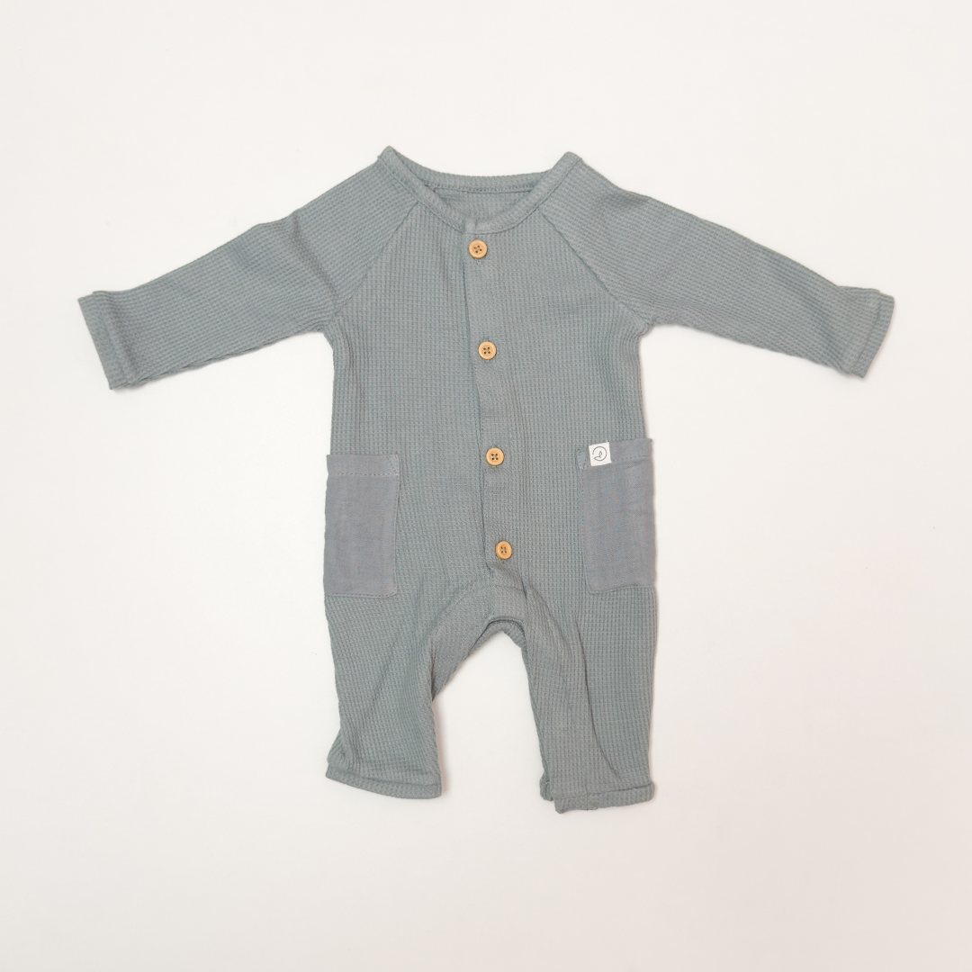 PREMIUM TEAL BLUE KNITTED ROMPER