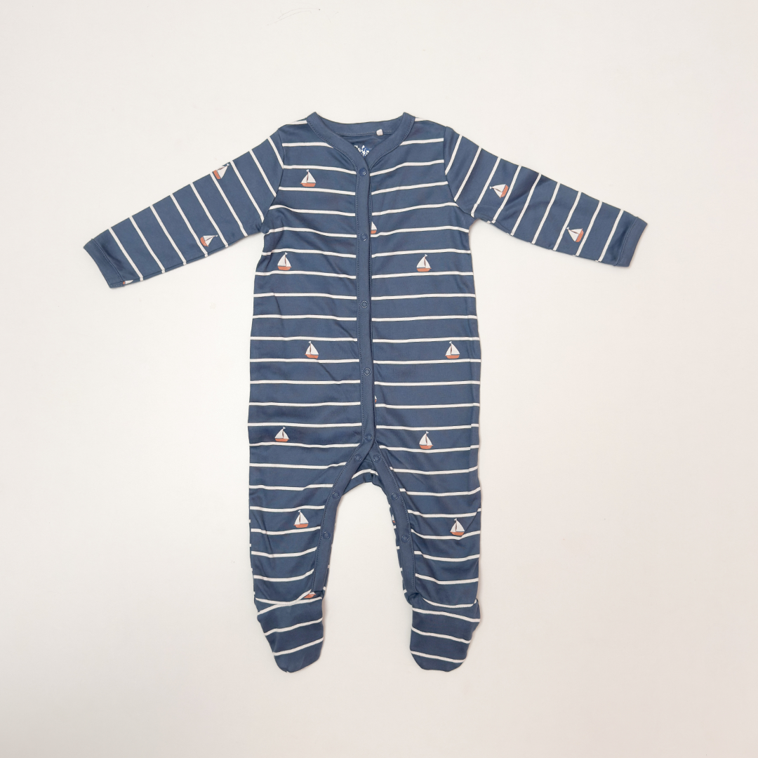 BLUE STRIPED SLEEPSUIT