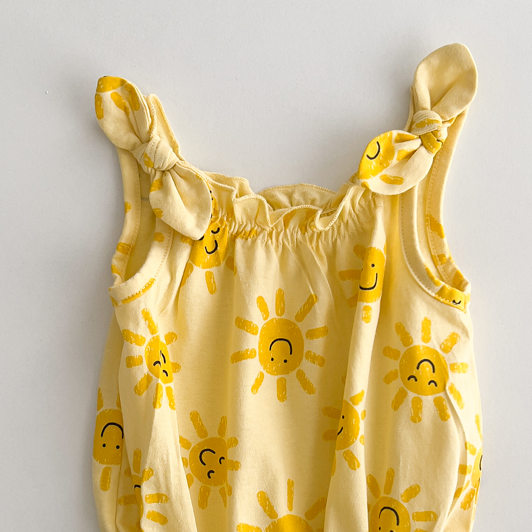 yellow sun printed onesie