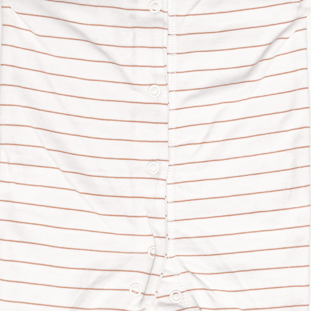 WHITE STRIPED BUTTON SLEEPSUIT