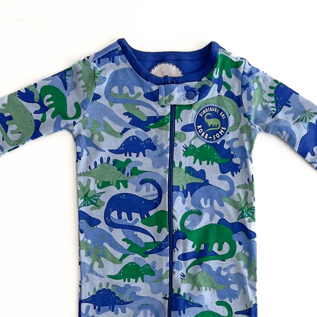 BLUE DINOSAURS PINTED SLEEPSUIT