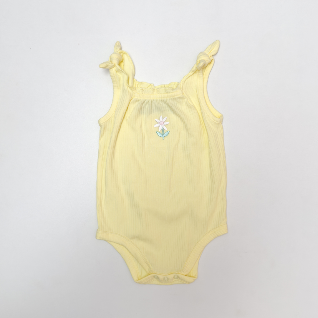 YELLOW RIBBED FANCY ONESIE