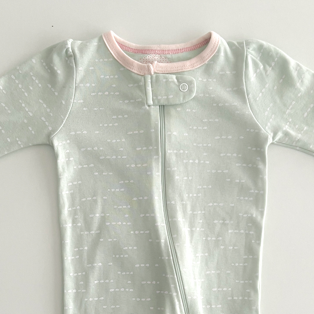 Mint green patterned sleepsuit