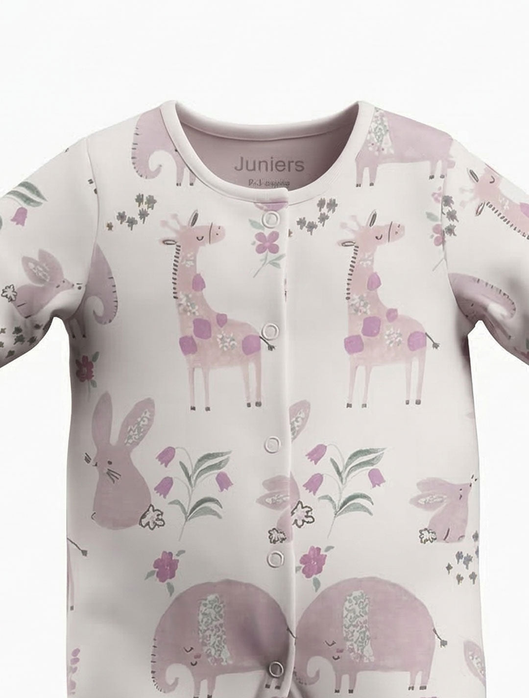 LAVENDER ANIMAL PRINTED SLEEPSUIT