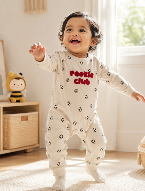Beige ball printed romper
