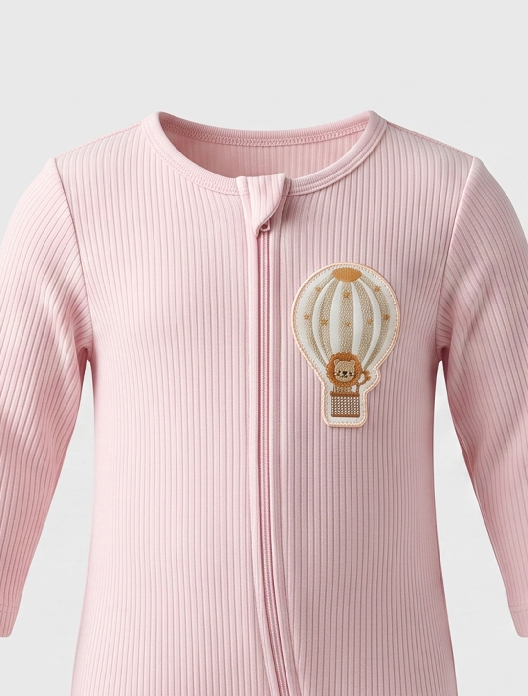 Pink ribbed zipper sleepsuit