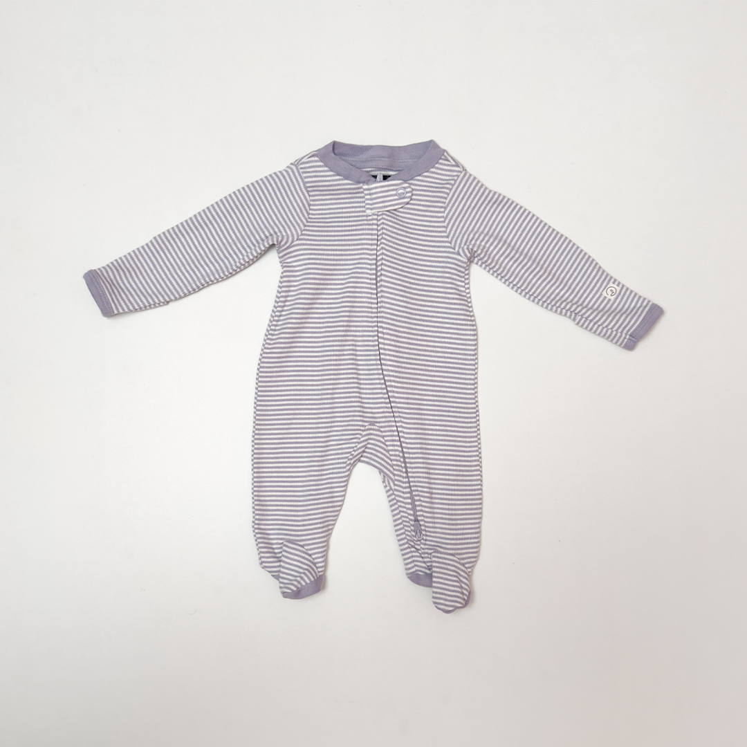 LAVANDER KNITTED STRIPED SLEEPSUIT