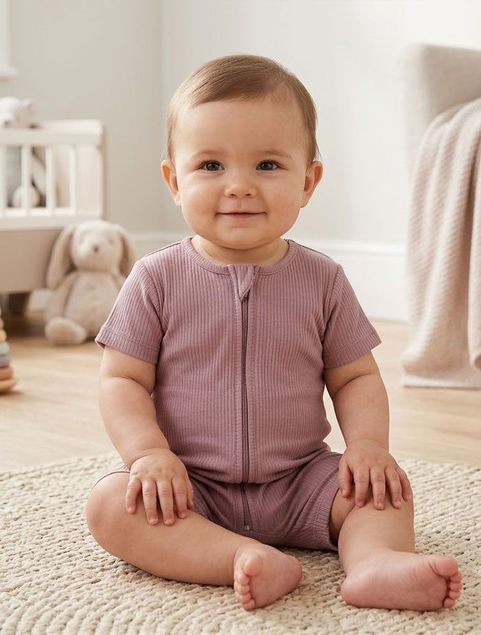 Grapes ribbed 2 way zipper jumpsuit