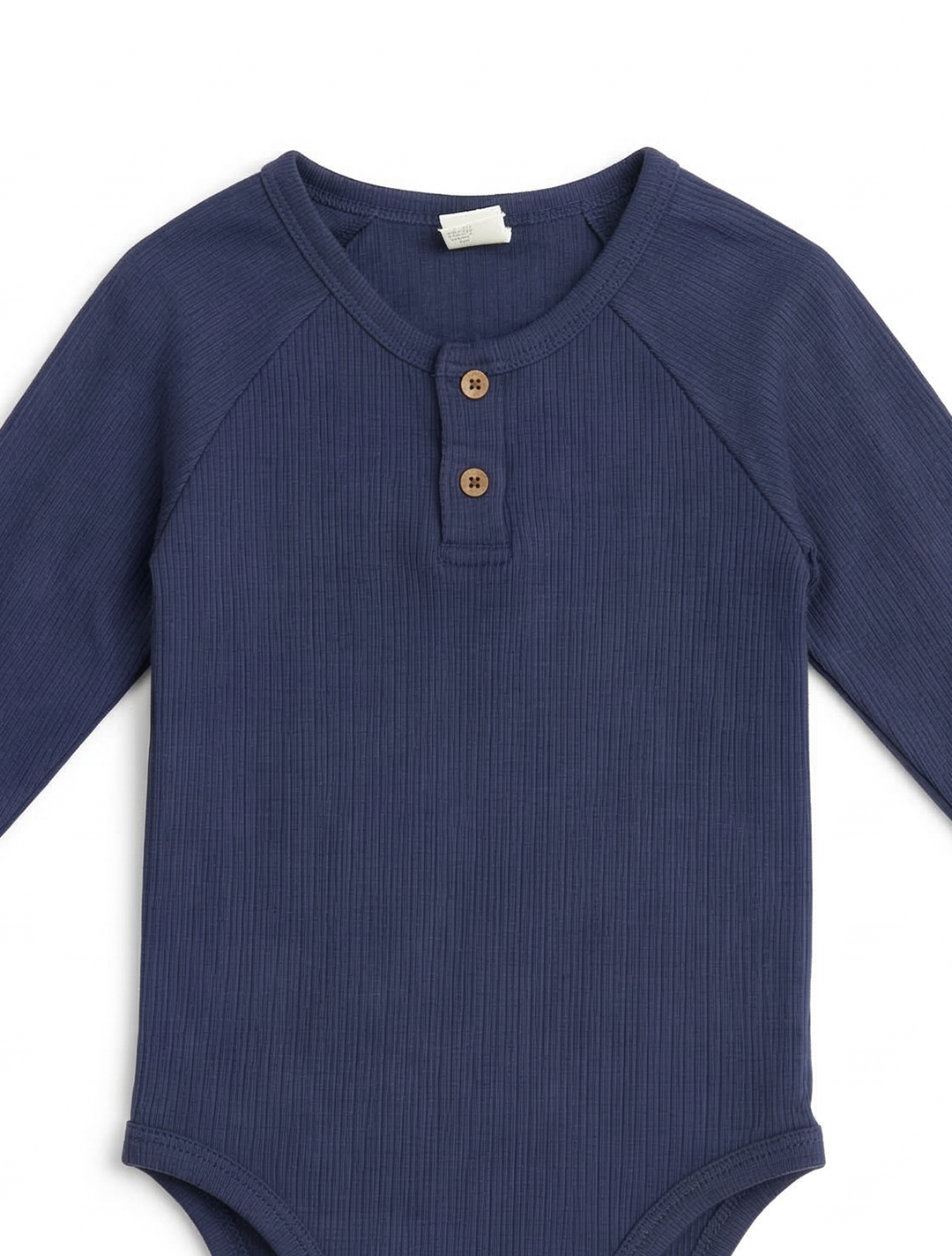 NAVY BLUE RIBBED BUTTON ONESIE