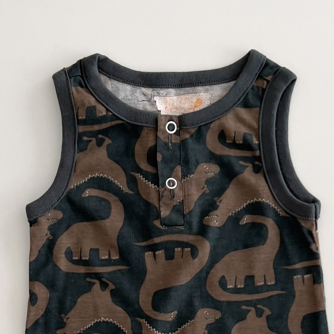 DARK GREEN DINO PRINT JUMPSUIT