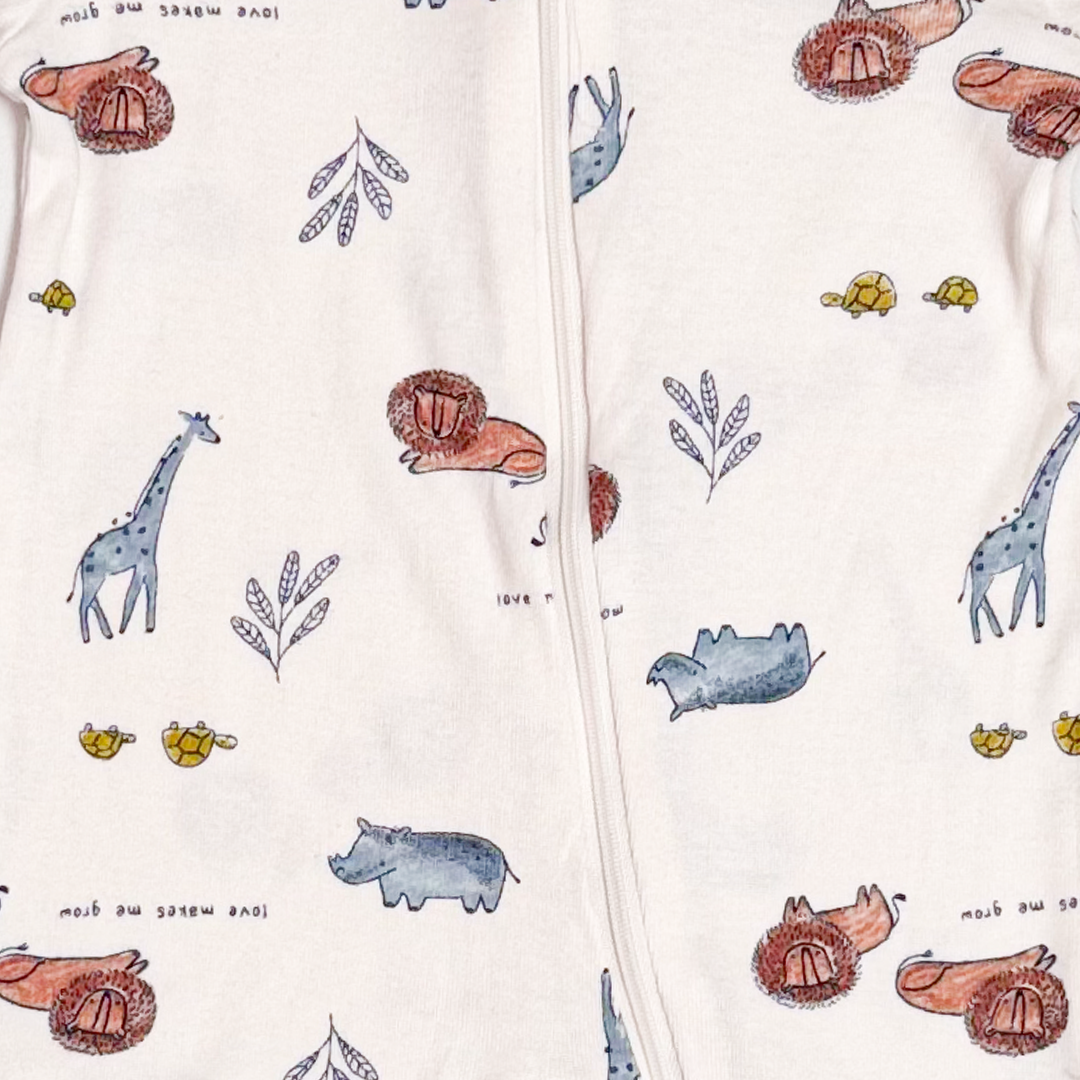 ANIMAL PRINTED ZIPPER SLEEPSUIT