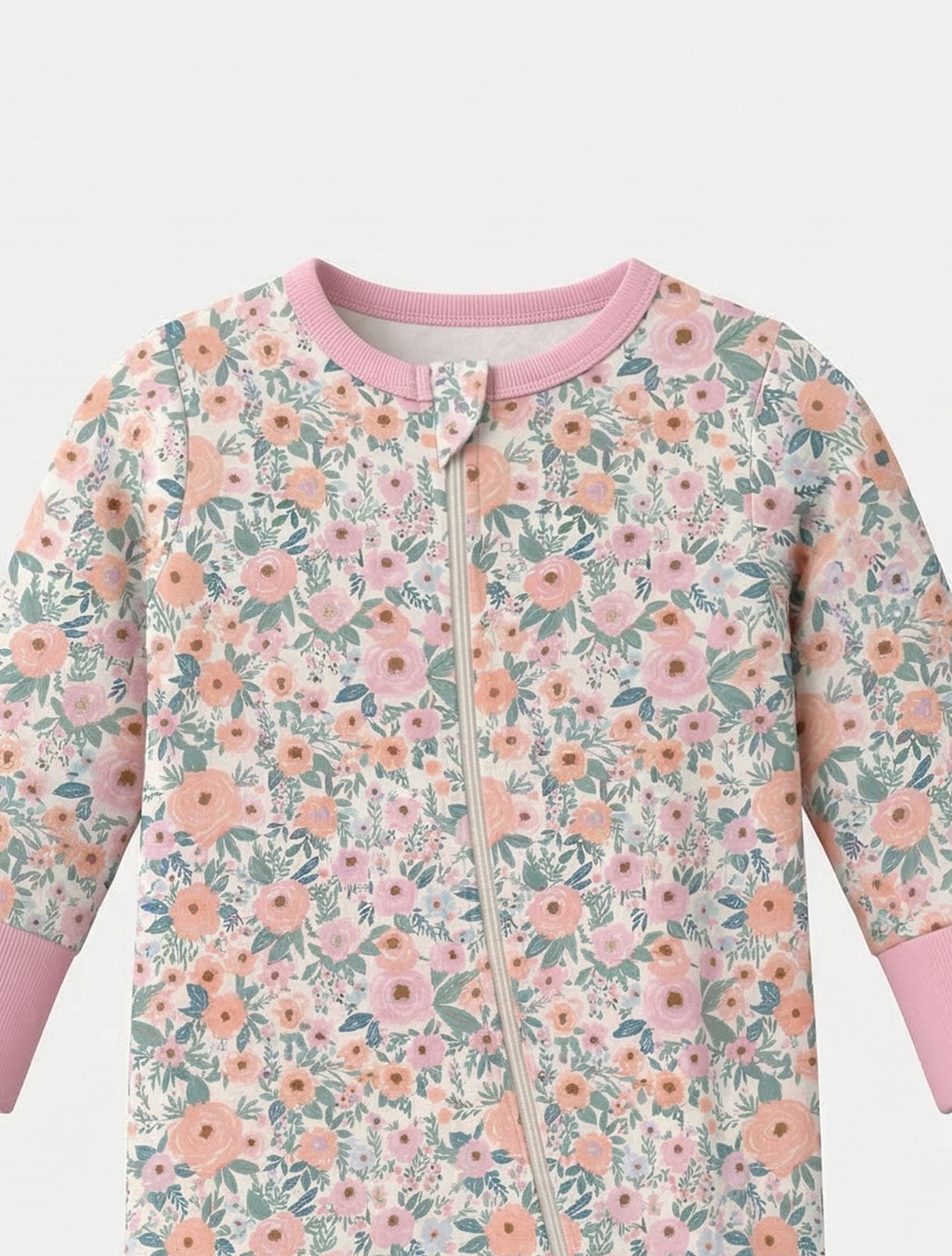 PINK FLORAL SLEEPSUIT