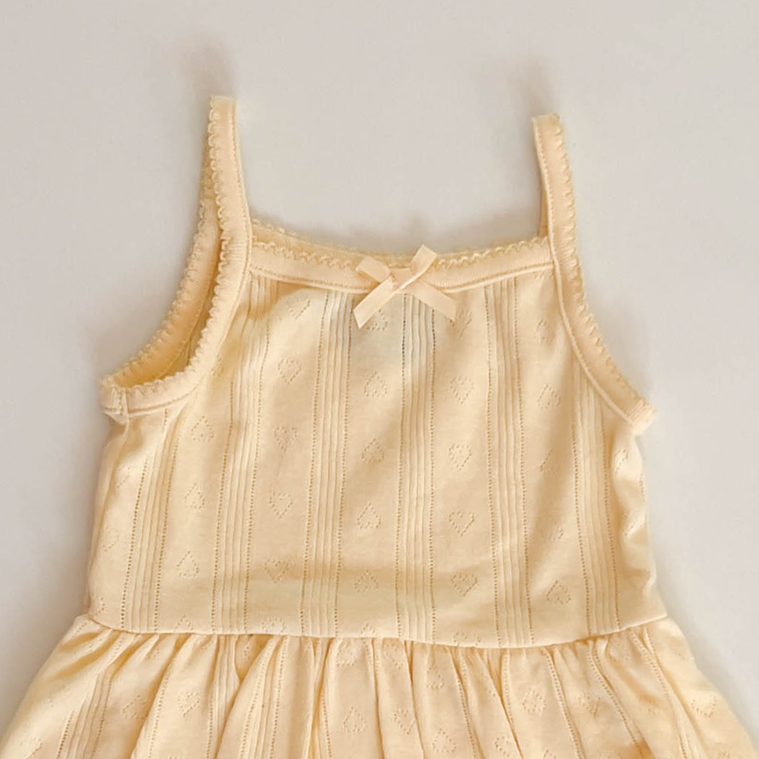 Baby Girl Dress in yellow Pointelle Cotton