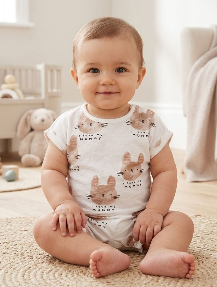 Brown kitty patterned jumpsuit