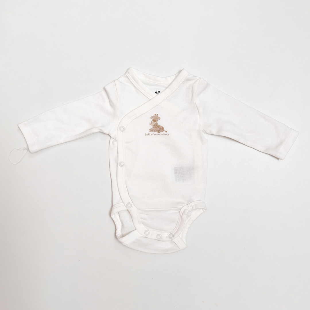 WHITE WRAPOVER PRINTED ONESIE