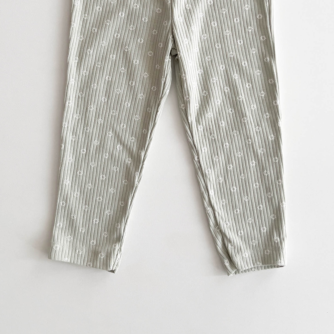 SAGE FLORAL RIBBED PANTS