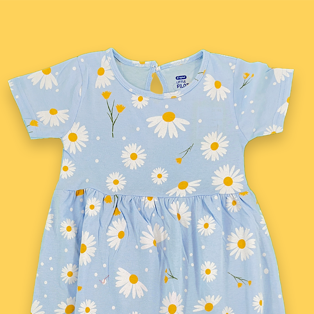 Flower Printed Alice Blue Color Frok | 5-6 Years |