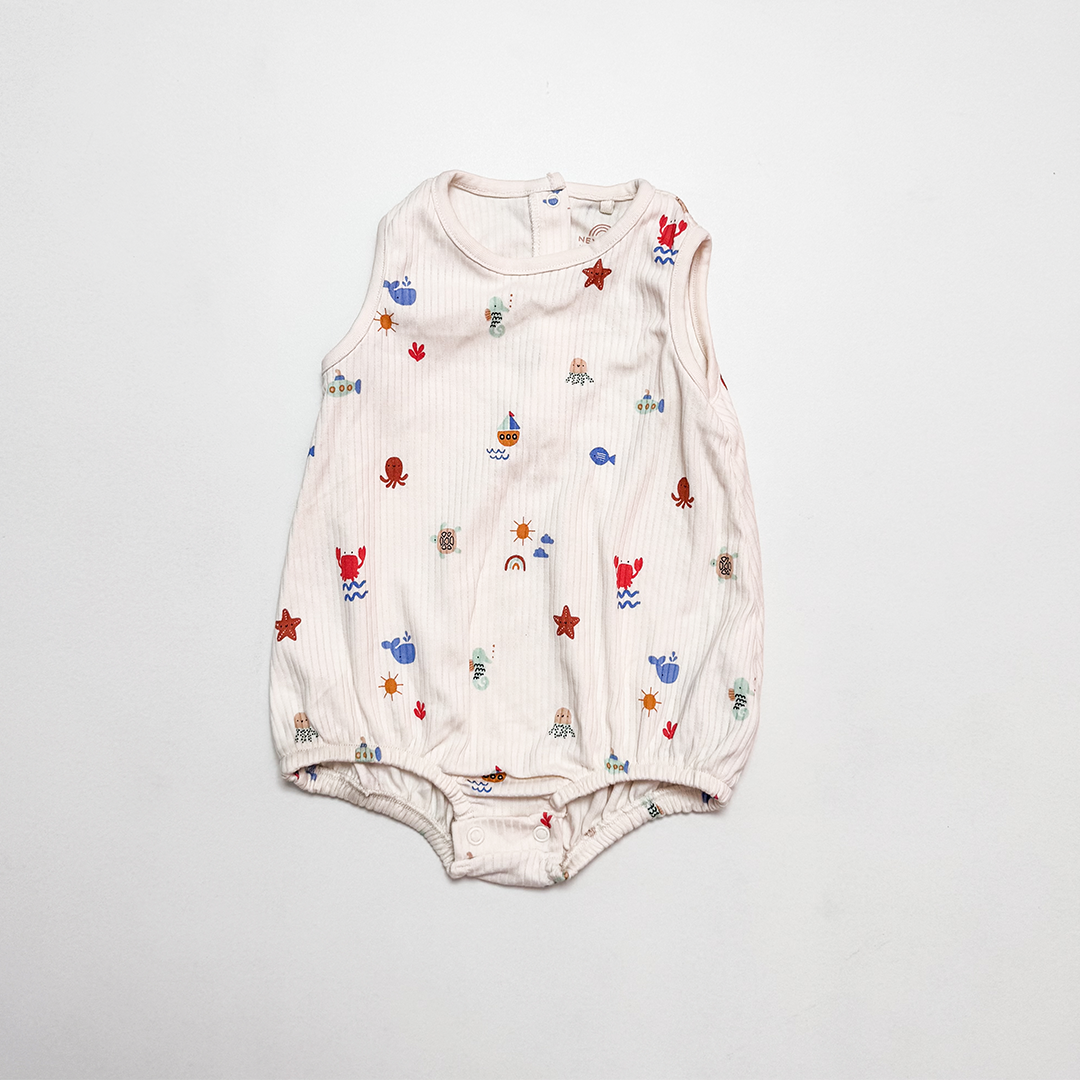 OFF WHITE RIBBED OCEAN ONESIE