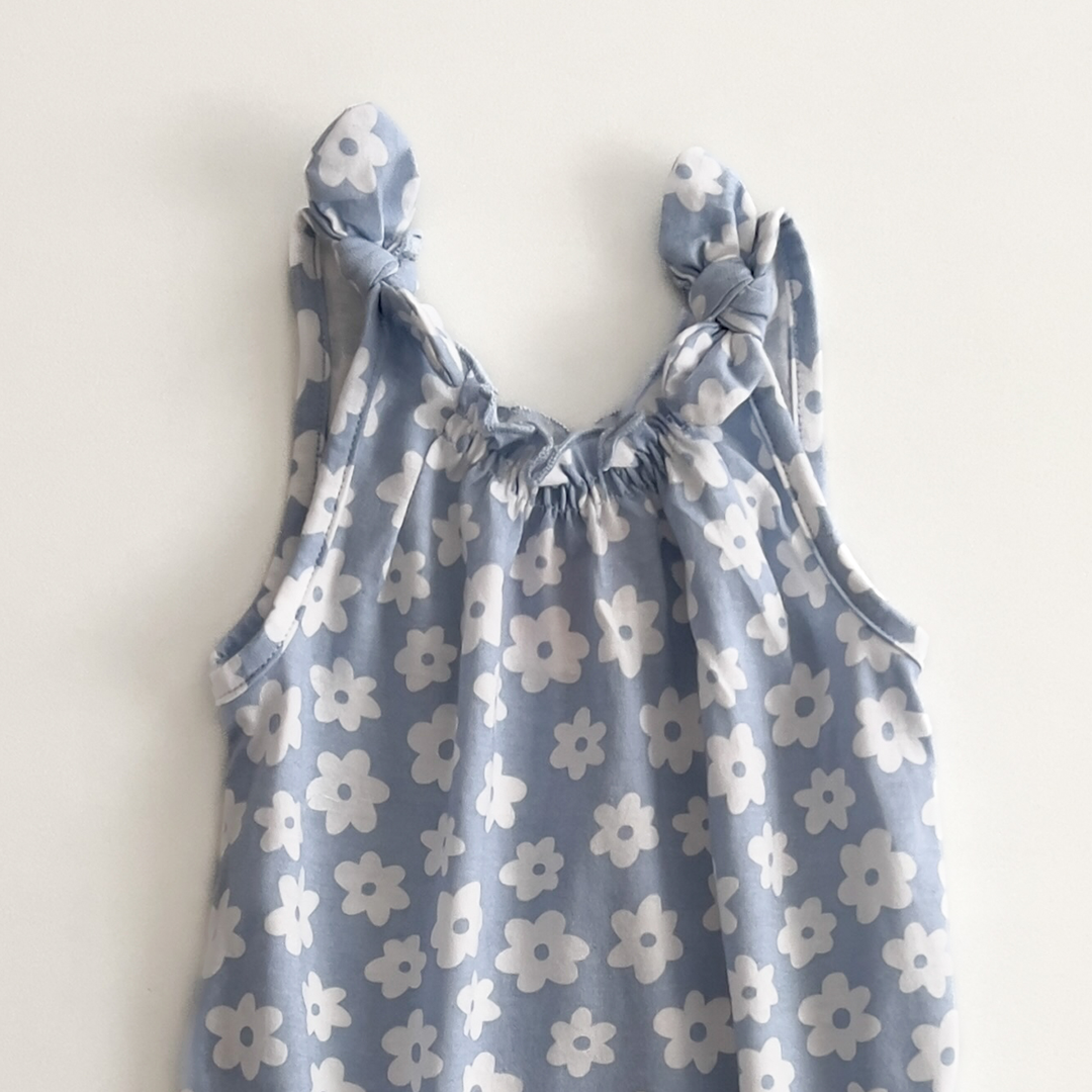 LIGHT BLUE FLORAL PRINTED ONESIE