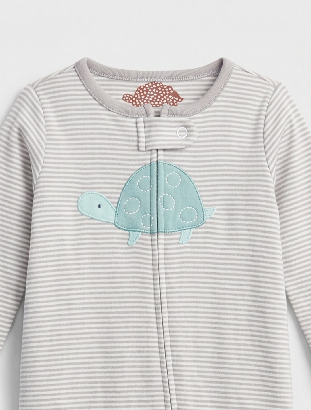 GREY STRIPED ZIPPER SLEEPSUIT