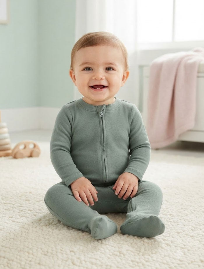 Green 2 way zipper sleepsuit