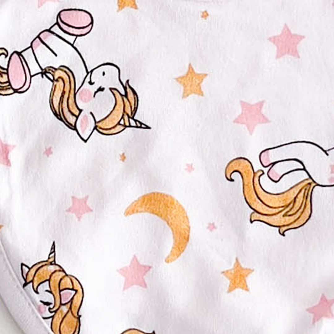WHITE UNICORN ROUND BIBS