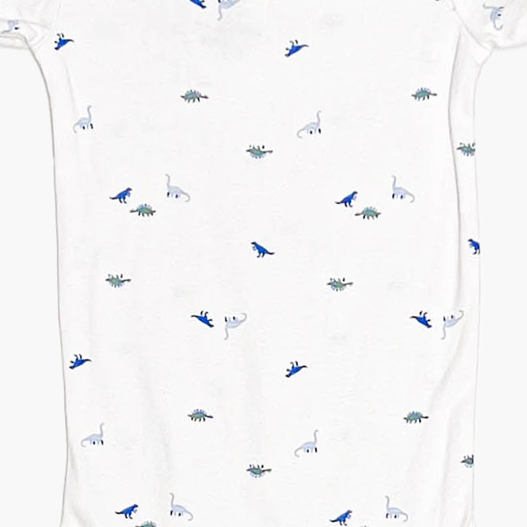 WHITE DINO PRINTED ONESIE