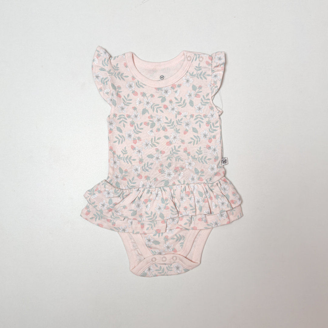 PINK STRAWBERRIES PRINTED SUNSUIT