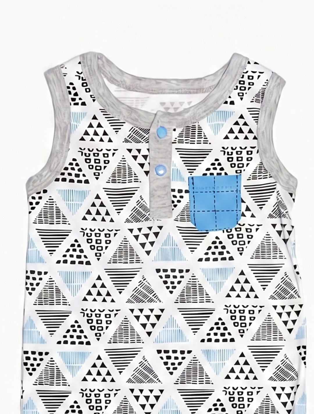 BLACK AND BLUE PATTERNED ROMPER