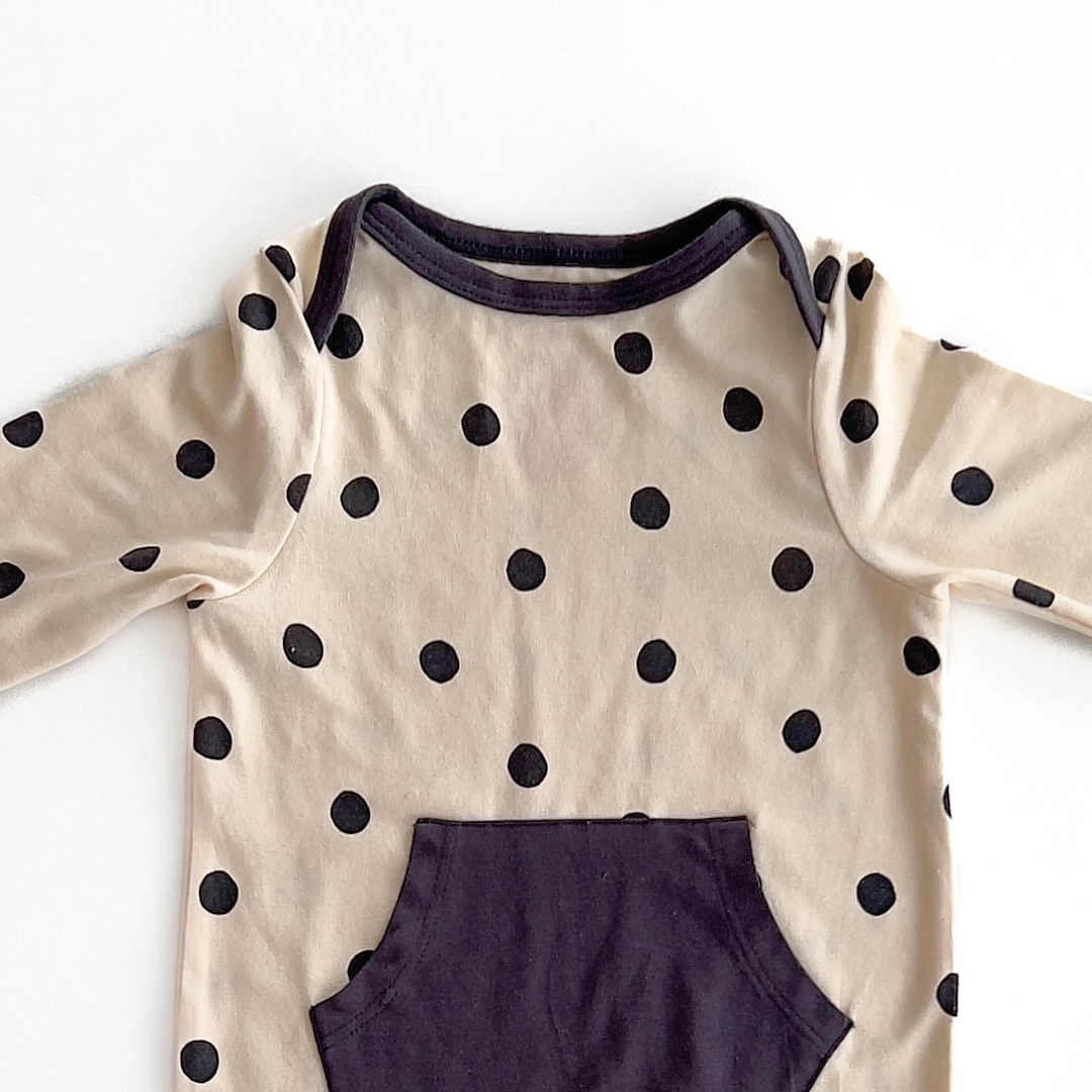 OFF WHITE BLACK POLKA DOTTED ROMPER