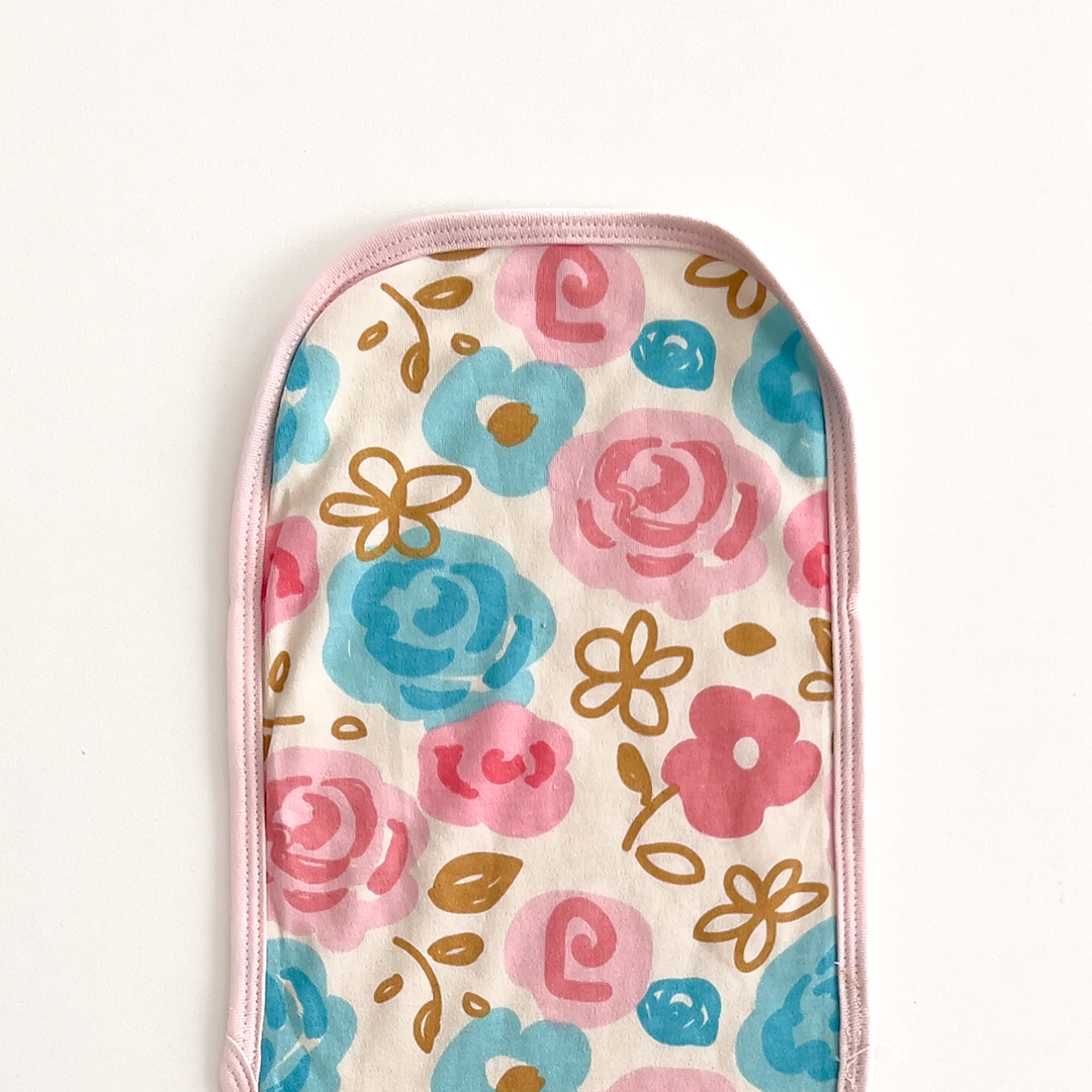 PINK AND BLUE FLORAL BURP CLOTH