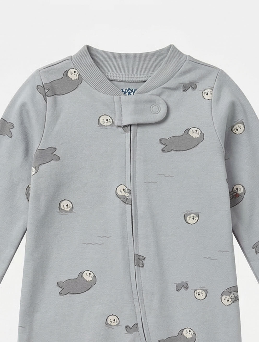GREY PRINTED ZIPPER SLEEPSUIT