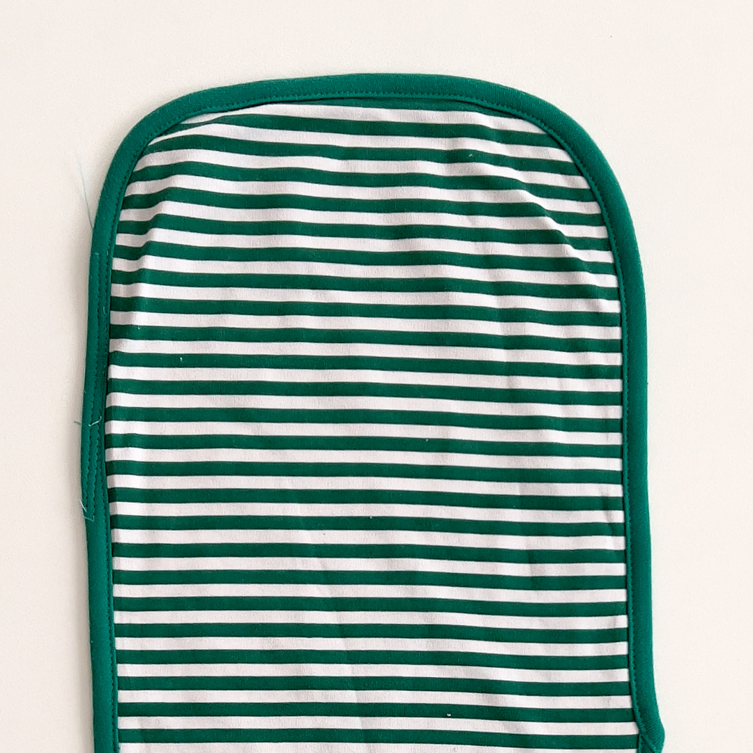 GREEN AND WHITE  STRIPED BURP CLOTH