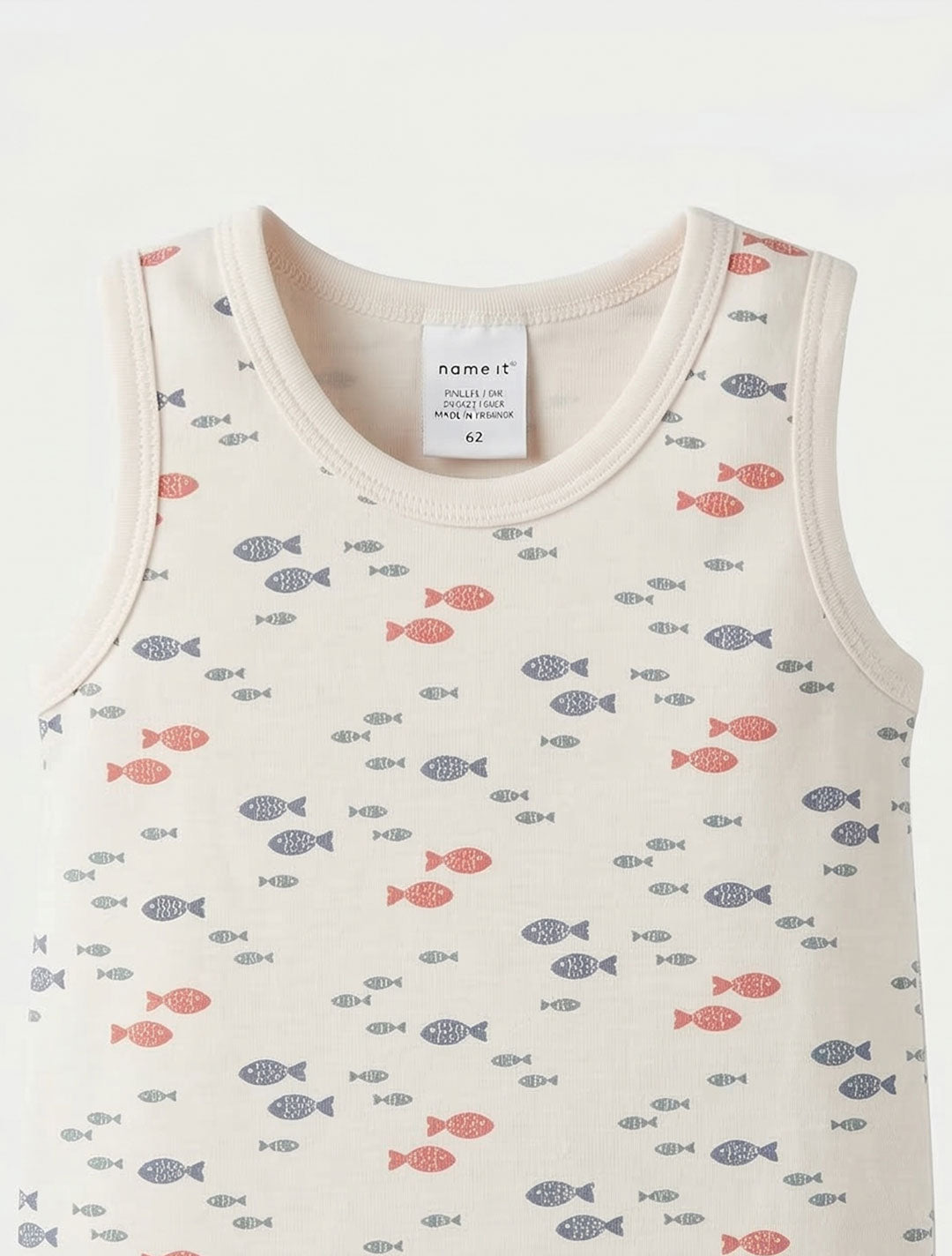 FISH PRINTED SLEEVELESS ONESIE