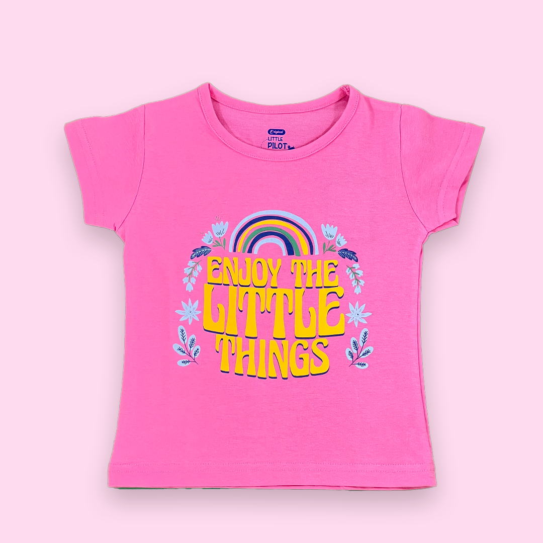 Rainbow Typography Pink Color baby Girl Two Piece