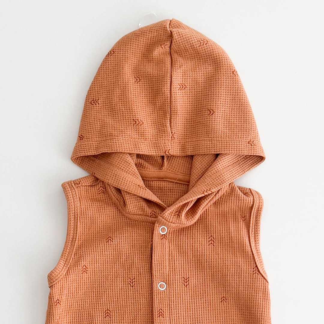 ORANGE BROWN HOODED JUMPSUIT