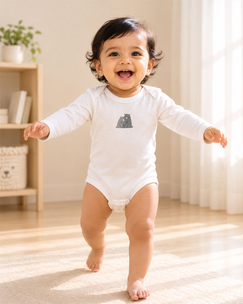 White bear printed onesie