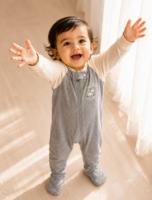 Grey zipper sleepsuit
