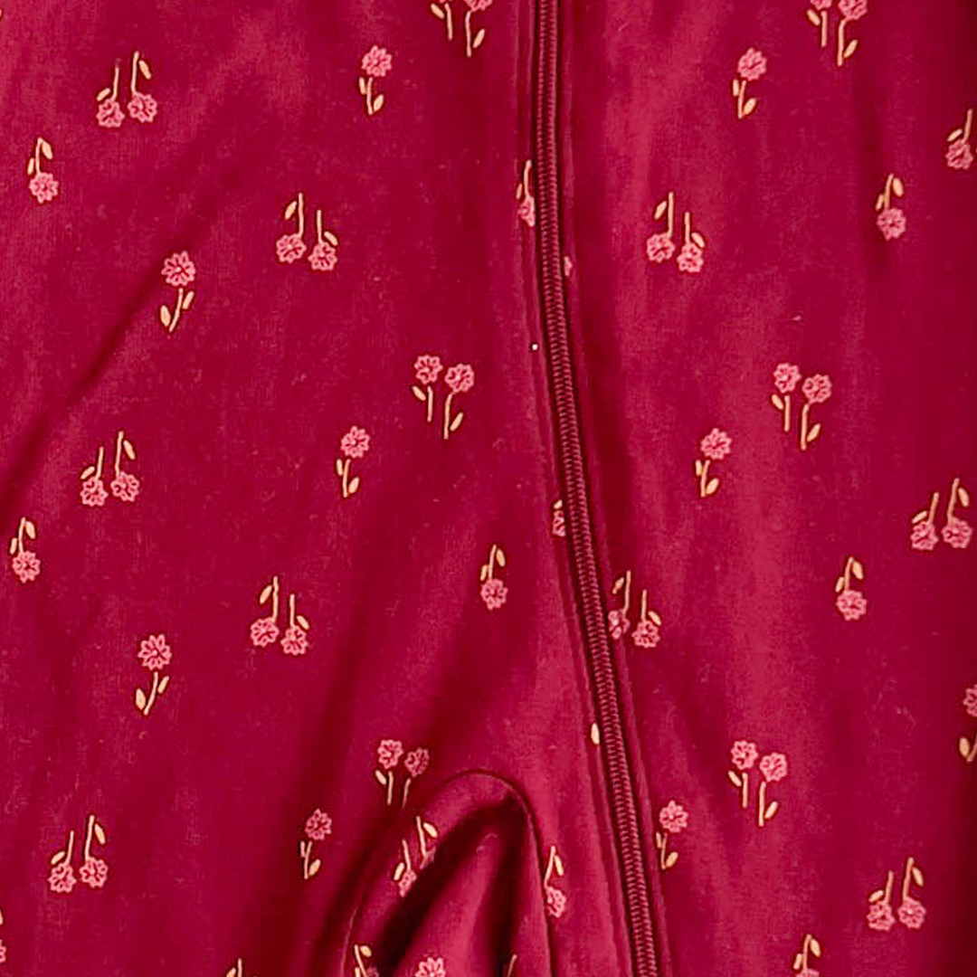 MAROON FLORAL PRINTED SLEEPSUIT