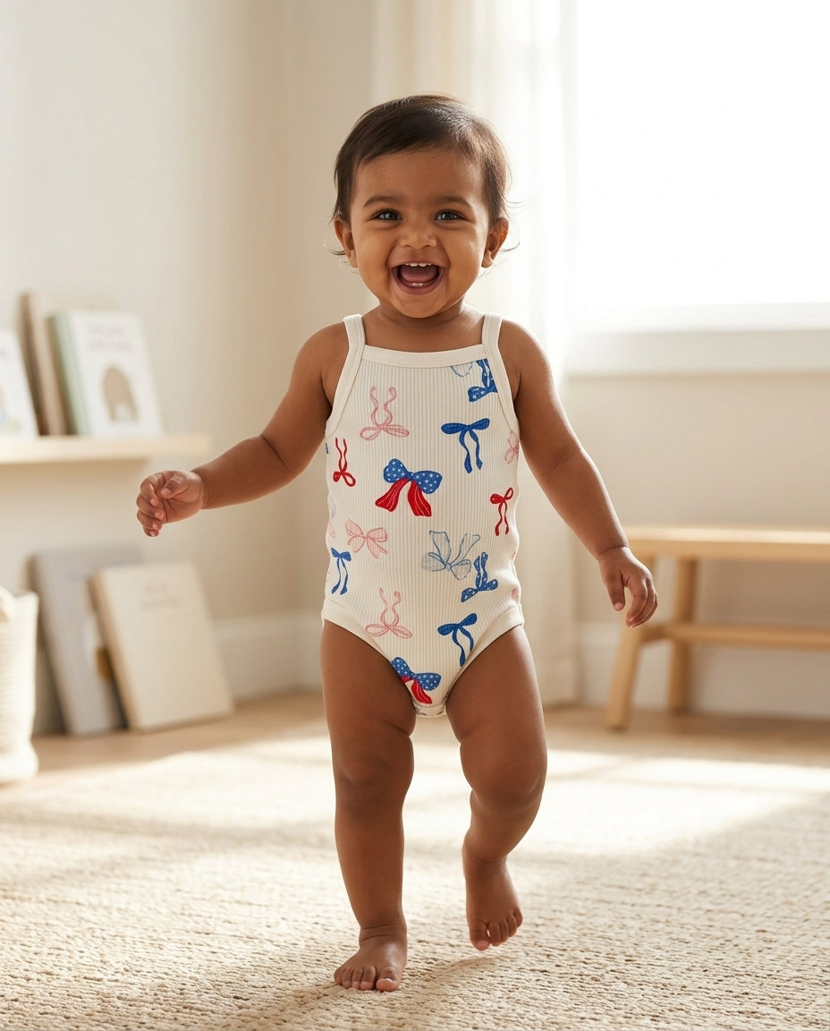 Ribbon ribbed onesie