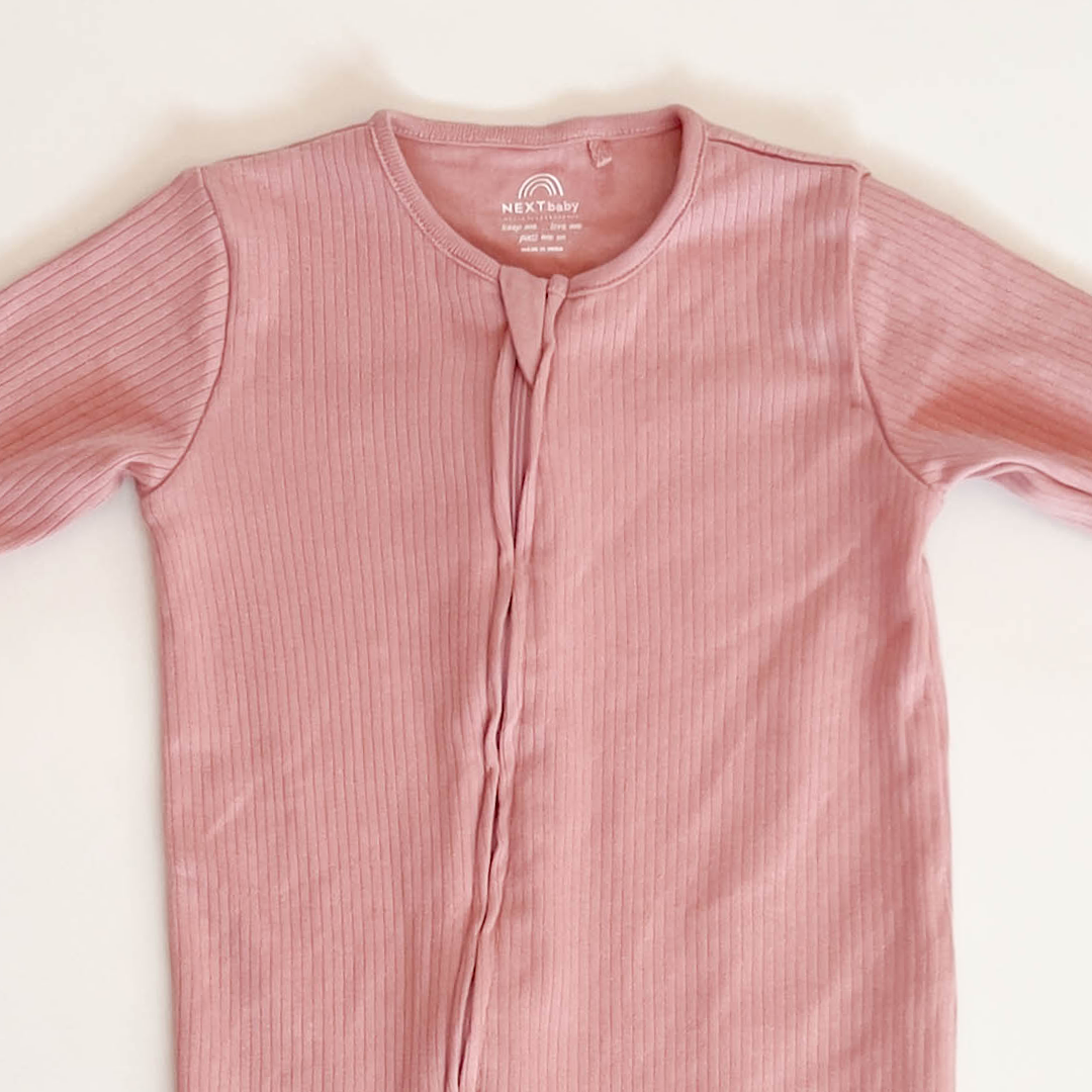 DUSTY PINK RIBBED ZIPPER ROMPER