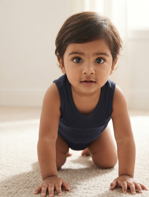 Navy blue sleeveless onesie