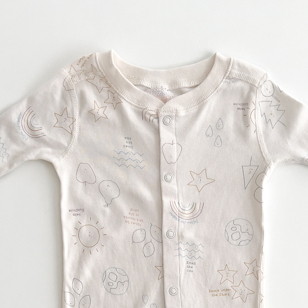 off white patterned romper