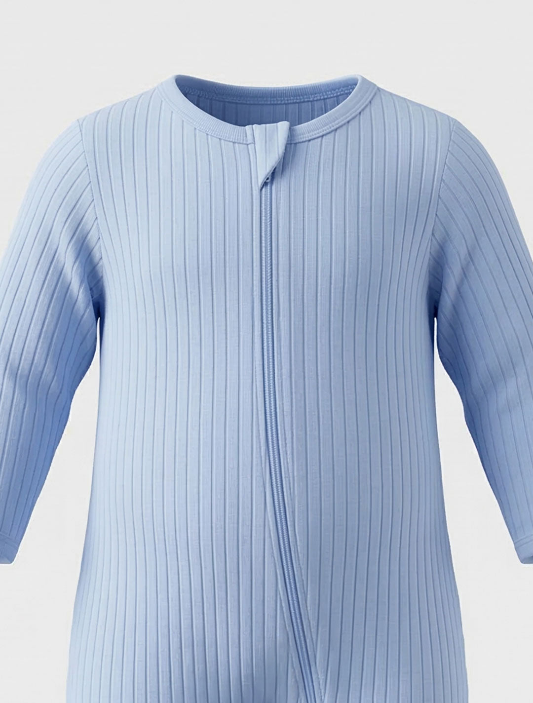 BLUE RIBBED ZIPPER SLEEPSUIT