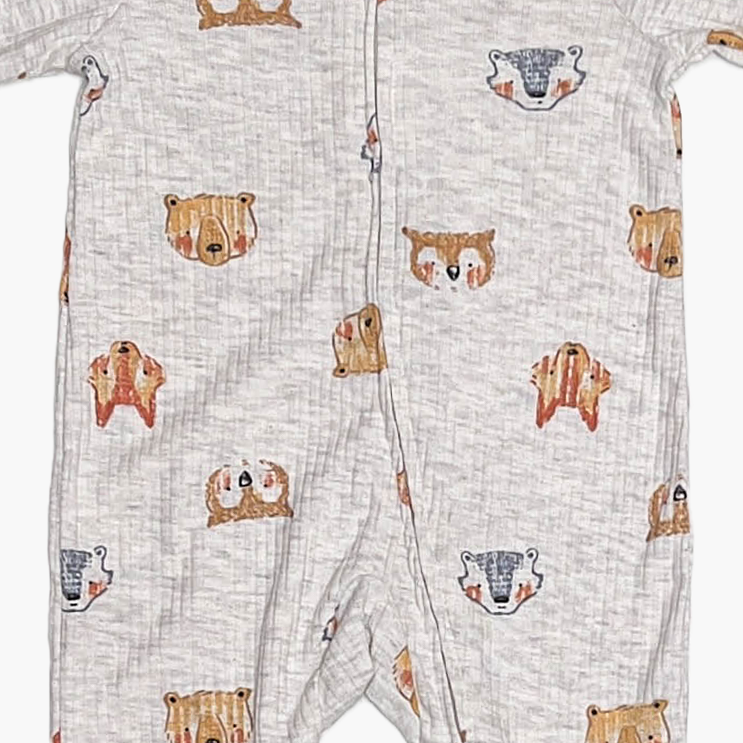 GREY FOX PRINTED RIBBED SLEEPSUIT