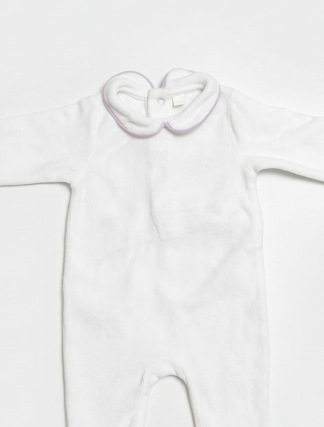 WHITE VELVET SLEEPSUIT