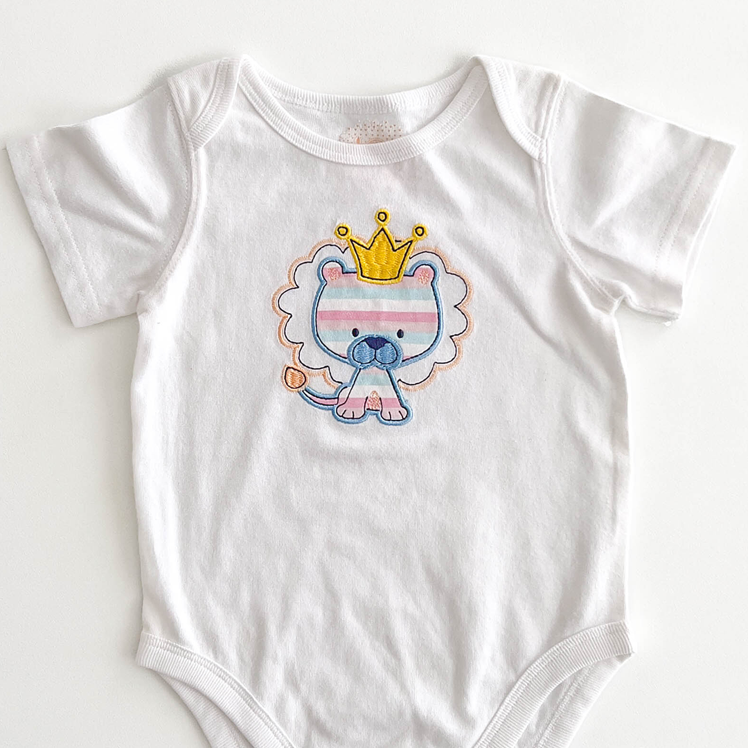 KING LION WHITE COTTON ONESIE