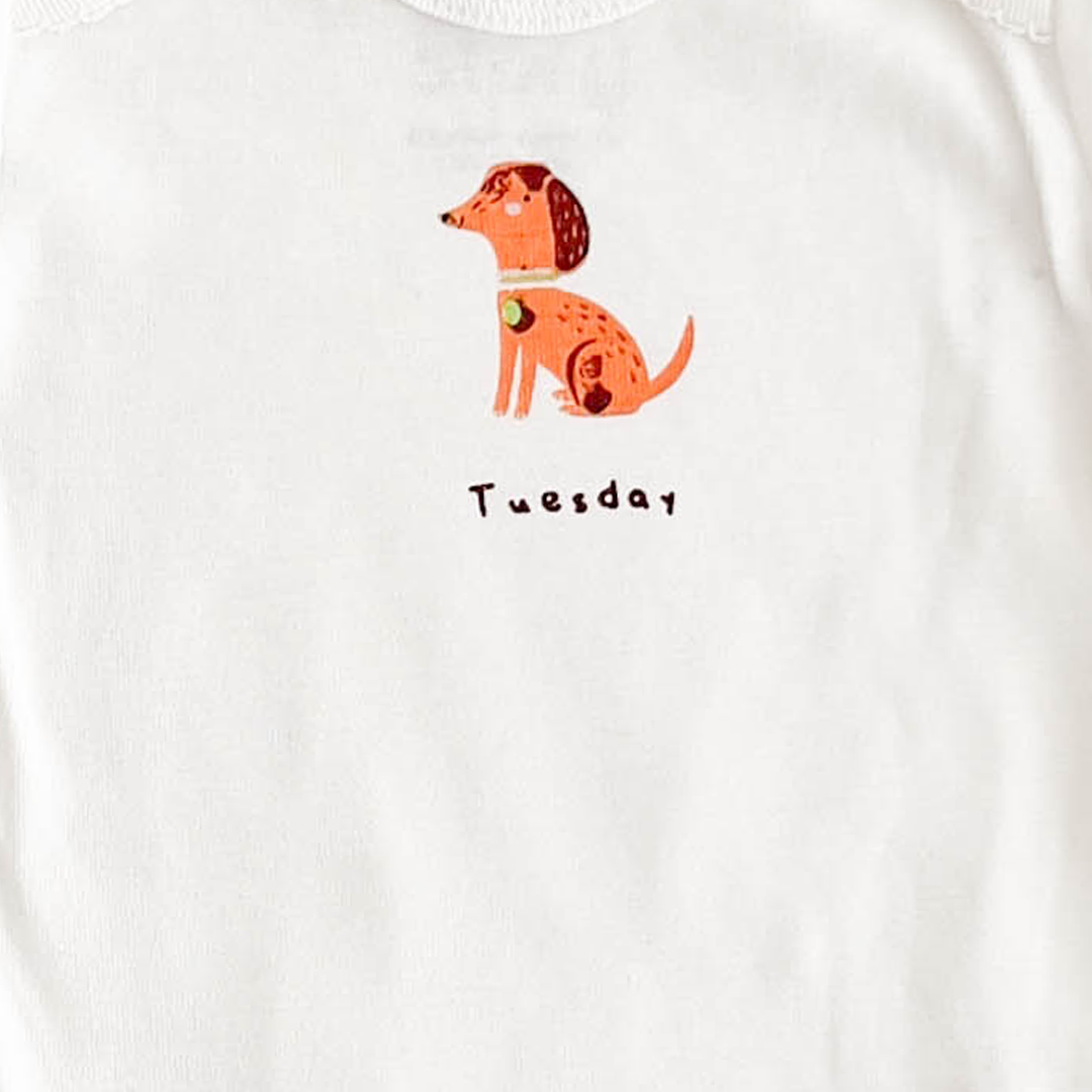 TUESDAY PRINTED ONESIE