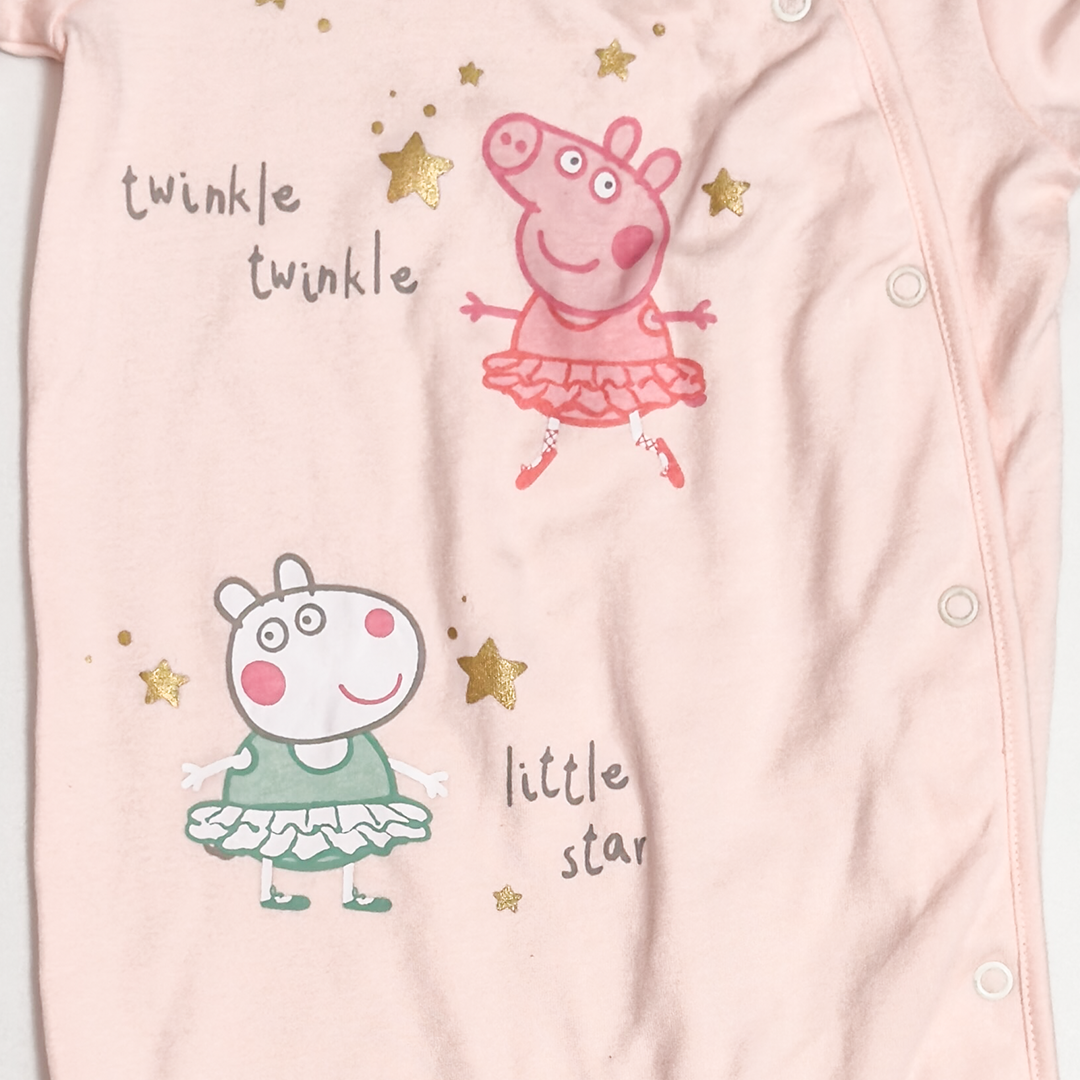 PEACH PEPPA PIG PRINTED SLEEPSUIT